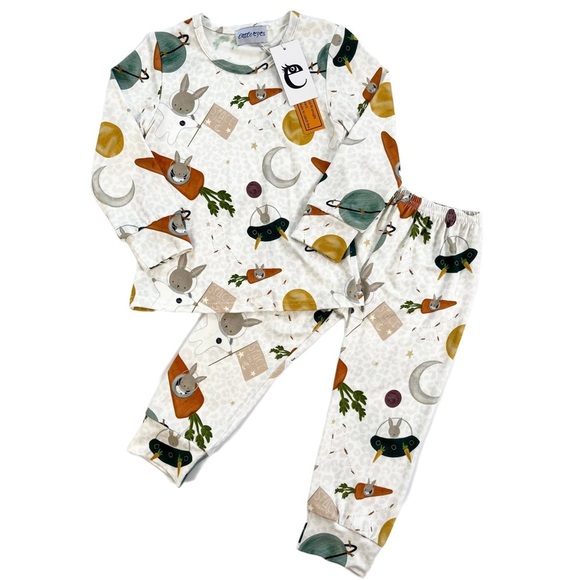 🇨🇦 Little Eyes Cosmic Cottontails Bamboo Kids Two-Piece Set - Picture 1 of 3